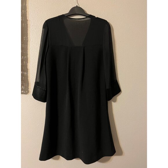 Diane von Furstenberg Dress Black 4 Stretch Silk Wool 3/4 Long Sleeve Shift - Picture 6 of 7